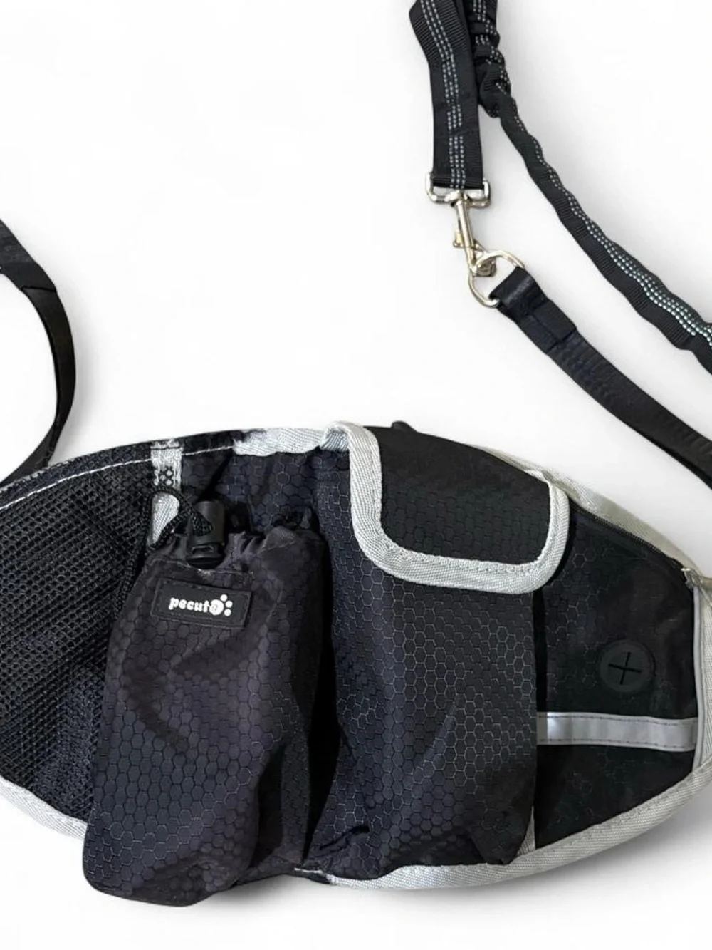 Pecute Hands Free Dog Walking Belt Bungee Leash Waist Pack Bag Bottle Holder